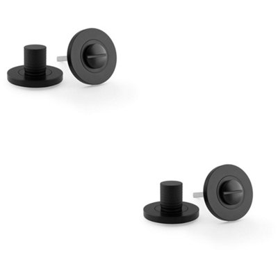 B&Q -  2 PackModern Knurled Thumbturn & Release LockMatt BlackBathroom Door Wc