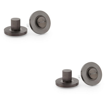 B&Q -  2 PackModern Knurled Thumbturn & Release LockDark BronzeBathroom Door Wc