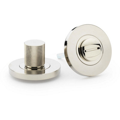 B&Q -  Modern Knurled Thumbturn & Release LockPolished NickelBathroom Door Wc