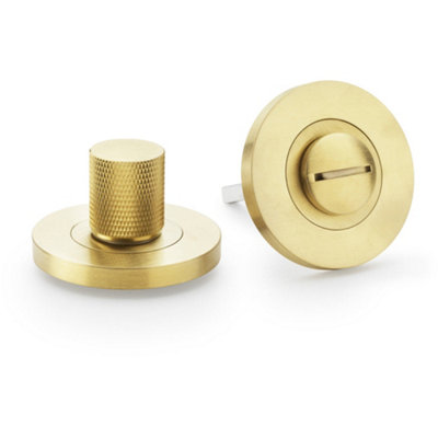 B&Q -  Modern Knurled Thumbturn & Release LockSatin BrassBathroom Door Wc