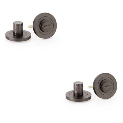 B&Q -  2 PackModern Hammered Thumbturn & Release LockDark BronzeBathroom Door Wc