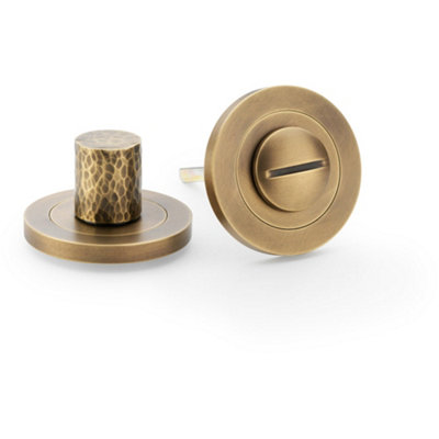 B&Q -  Modern Hammered Thumbturn & Release LockItalian BrassBathroom Door Wc