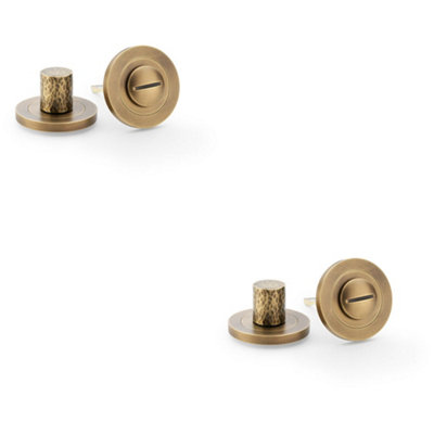 B&Q -  2 PackModern Hammered Thumbturn & Release LockItalian BrassBathroom Door Wc