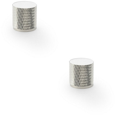 Loops 2 PackKnurled Cylinder Cupboard Door Knob20mm X 20mmPolished Nickel Pull Handle from B&Q