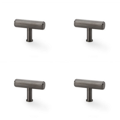 Loops 4 PackKnurled T Bar Cupboard Door Knob55mm X 38mmDark Bronze Unit Pull Handle from B&Q
