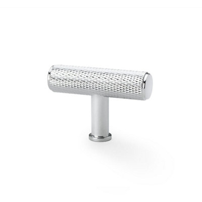 Loops Knurled T Bar Cupboard Door Knob55mm X 38mm Polished Chrome Unit Pull Handle from B&Q