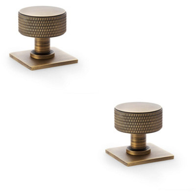 Loops 2 PackRound Knurled Door Knob35mm Diameter Antique Brass Radio Cupboard Pull Handle from B&Q
