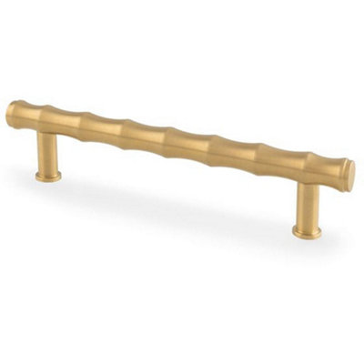 B&Q -  Bamboo T Bar Pull HandleSatin Brass 128mm Centres Solid Brass Drawer Door