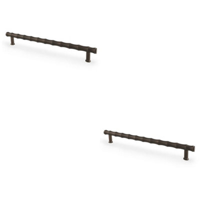 Loops 2 PackBamboo T Bar Pull HandleDark Bronze 224mm Centres Solid Brass Drawer Door from B&Q