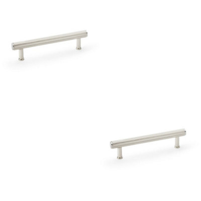 Loops 2 PackReeded T Bar Pull HandlePolished Nickel 128mm Centre Solid Brass Drawer Lined from B&Q
