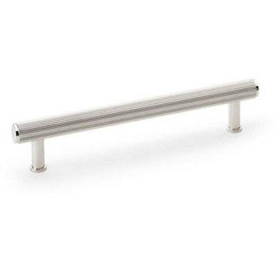 Loops Reeded T Bar Pull HandlePolished Nickel 160mm Centre Solid Brass Drawer Lined from B&Q