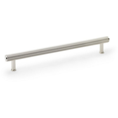 Loops Reeded T Bar Pull HandlePolished Nickel 224mm Centre Solid Brass Drawer Lined from B&Q