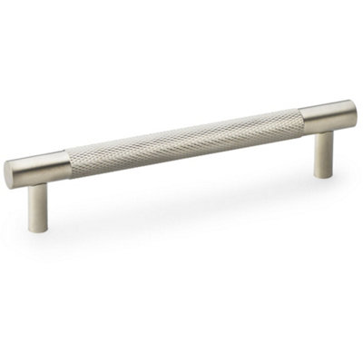 Loops Dark/Bronze Knurled T Bar Door Pull Handle - Satin Nickel - 128Mm Centres Premium Drawer