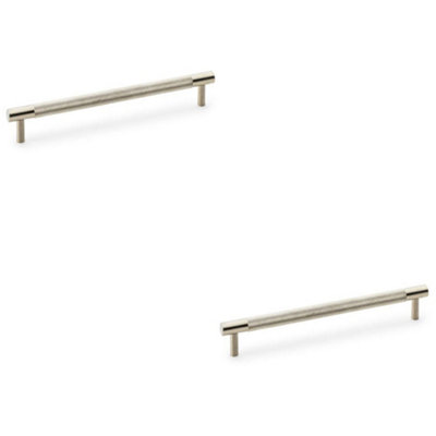 B&Q -  2 PackKnurled T Bar Door Pull HandleSatin Nickel192mm Centres Premium Drawer