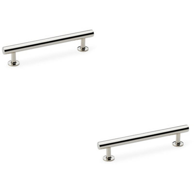 Loops 2 PackRound T Bar Pull HandlePolished Nickel 128mm Centres Solid Brass Drawer Door from B&Q