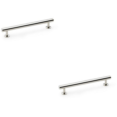 Loops 2 PackRound T Bar Pull HandlePolished Nickel 160mm Centres Solid Brass Drawer Door from B&Q