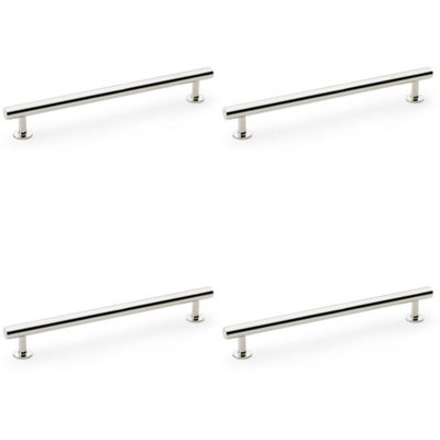 Loops 4 PackRound T Bar Pull HandlePolished Nickel 192mm Centres Solid Brass Drawer Door from B&Q