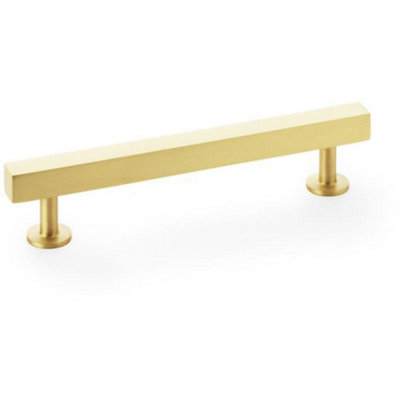B&Q -  Straight Square Bar Pull HandleSatin Brass 128mm Centres Solid Brass Drawer
