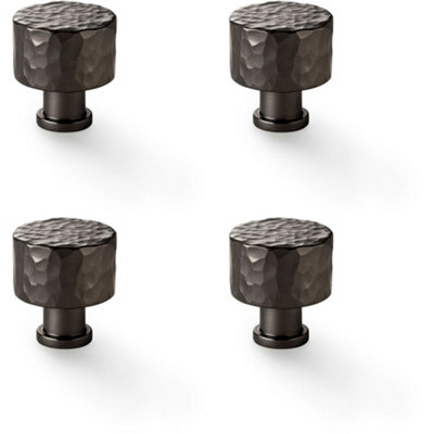 Loops 4 PackRound Hammered Door Knob Dark Bronze 30mm Diameter Cupboard Cabinet Pull Handle from B&Q