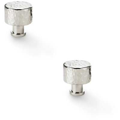 Loops 2 PackRound Hammered Door KnobPolished Nickel 30mm Diameter Cupboard Pull Handle from B&Q