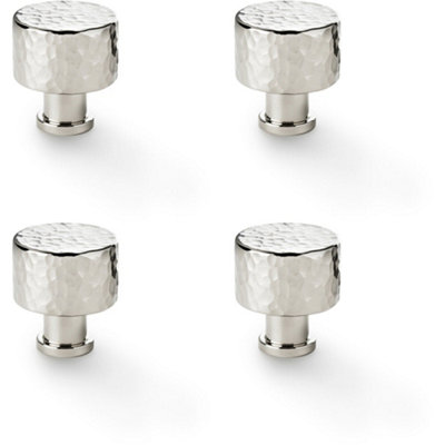 Loops 4 PackRound Hammered Door KnobPolished Nickel 30mm Diameter Cupboard Pull Handle from B&Q