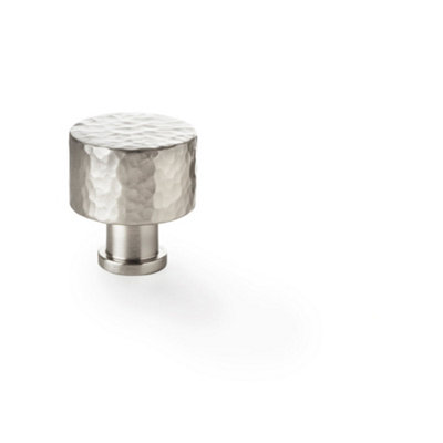 Loops Round Hammered Door Knob Satin Nickel 30mm Diameter Cupboard Cabinet Pull Handle from B&Q