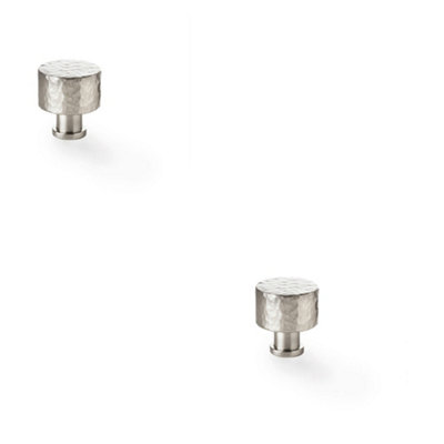 Loops 2 PackRound Hammered Door Knob Satin Nickel 30mm Diameter Cupboard Cabinet Pull Handle from B&Q
