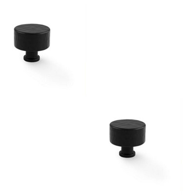 Loops 2 PackRound Hammered Door KnobMatt Black 35mm Diameter Cupboard Cabinet Pull Handle from B&Q