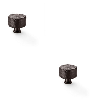 Loops 2 PackRound Hammered Door Knob Dark Bronze 35mm Diameter Cupboard Cabinet Pull Handle from B&Q