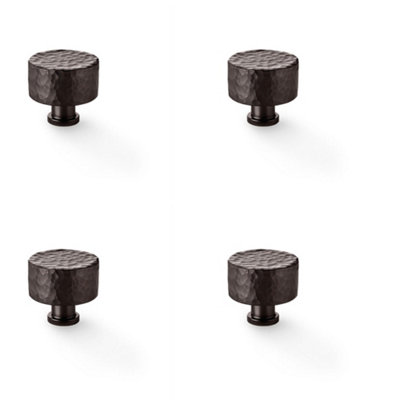 Loops 4 PackRound Hammered Door Knob Dark Bronze 35mm Diameter Cupboard Cabinet Pull Handle from B&Q