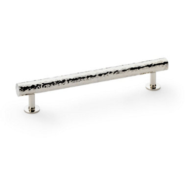 B&Q -  Hammered T Bar Pull HandlePolished Nickel160mm Centres Solid Brass Drawer