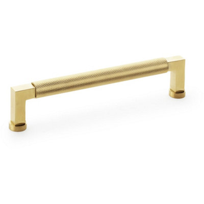 B&Q -  Square Knurled Pull HandleSatin Brass160mm Centres Premium Drawer Door