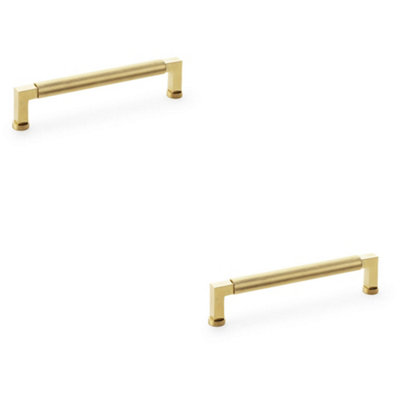 B&Q -  2 PackSquare Knurled Pull HandleSatin Brass160mm Centres Premium Drawer Door