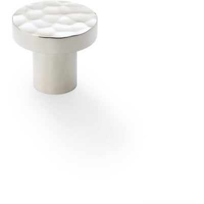 B&Q -  Slim Hammered Door Knob Polished Nickel 30mm Round Cupboard Cabinet Pull Handle