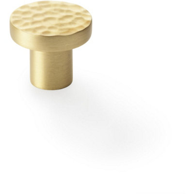 Loops Slim Hammered Door KnobSatin Brass 30mm Round Cupboard Cabinet Pull Handle from B&Q