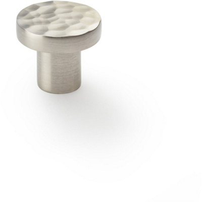Loops Slim Hammered Door KnobSatin Nickel 30mm Round Cupboard Cabinet Pull Handle from B&Q