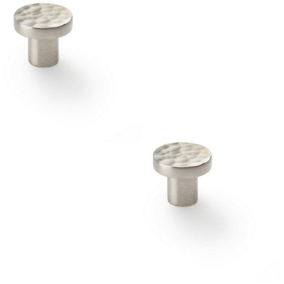 Loops 2 PackSlim Hammered Door KnobSatin Nickel 30mm Round Cupboard Cabinet Pull Handle from B&Q