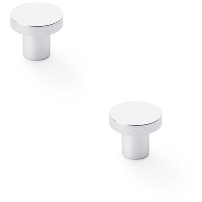 Loops 2 PackSlim Round Door KnobPolished Chrome 30mm Modern Cupboard Cabinet Pull Handle from B&Q