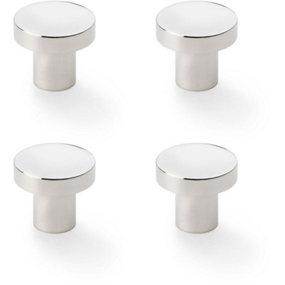 Loops 4 PackSlim Round Door KnobPolished Nickel 30mm Modern Cupboard Cabinet Pull Handle from B&Q