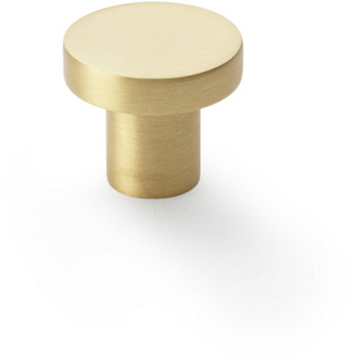 Loops Slim Round Door KnobSatin Brass 30mm Modern Cupboard Cabinet Pull Handle from B&Q