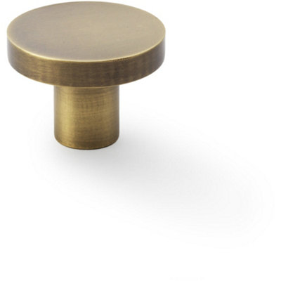 Loops Slim Round Door KnobAntique Brass 38mm Modern Cupboard Cabinet Pull Handle from B&Q