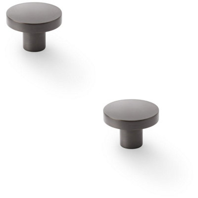 Loops 2 PackSlim Round Door KnobDark Bronze 38mm Modern Cupboard Cabinet Pull Handle from B&Q