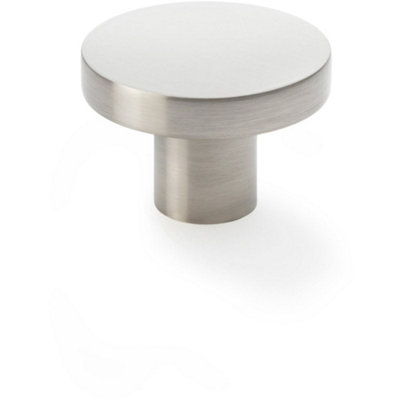 Loops Slim Round Door KnobSatin Nickel 38mm Modern Cupboard Cabinet Pull Handle from B&Q