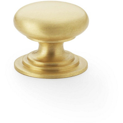 Loops Stepped Round Door KnobSatin Brass 25mm Classic Kitchen Cabinet Pull Handle from B&Q