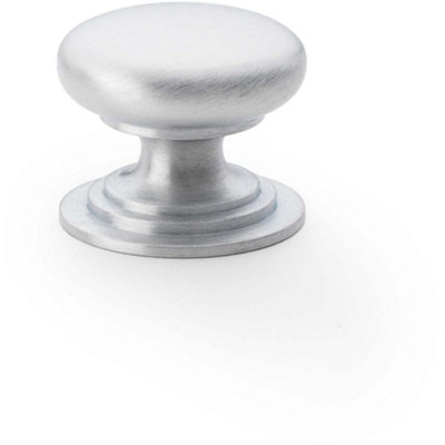 Loops Stepped Round Door KnobSatin Chrome 25mm Classic Kitchen Cabinet Pull Handle from B&Q