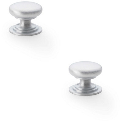 Loops 2 PackStepped Round Door KnobSatin Chrome 25mm Classic Kitchen Cabinet Pull Handle from B&Q