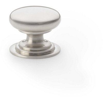 Loops Stepped Round Door KnobSatin Nickel 25mm Classic Kitchen Cabinet Pull Handle from B&Q