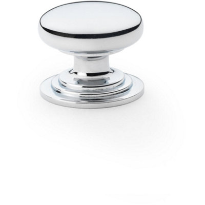 Loops Stepped Round Door Knob Polished Chrome 32mm Classic Kitchen Cabinet Pull Handle from B&Q