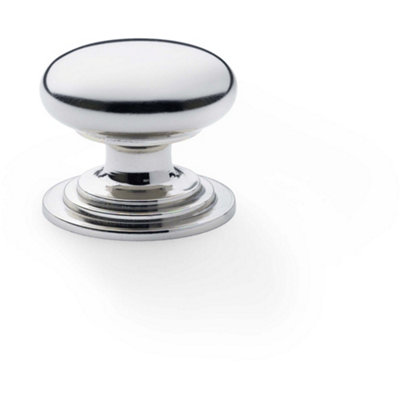 Loops Stepped Round Door Knob Polished Nickel 32mm Classic Kitchen Cabinet Pull Handle from B&Q
