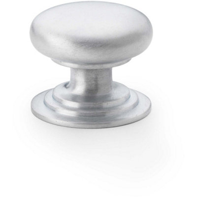 Loops Stepped Round Door KnobSatin Chrome 32mm Classic Kitchen Cabinet Pull Handle from B&Q